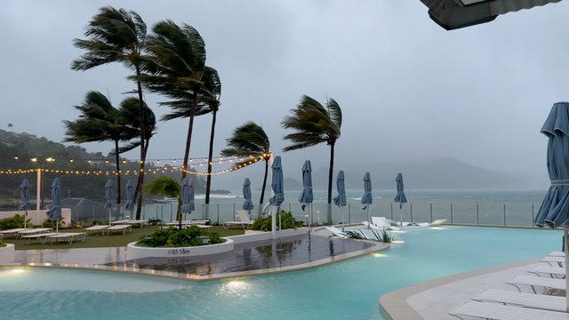 Windy conditions on Hamilton Island from tropical cyclone Koji